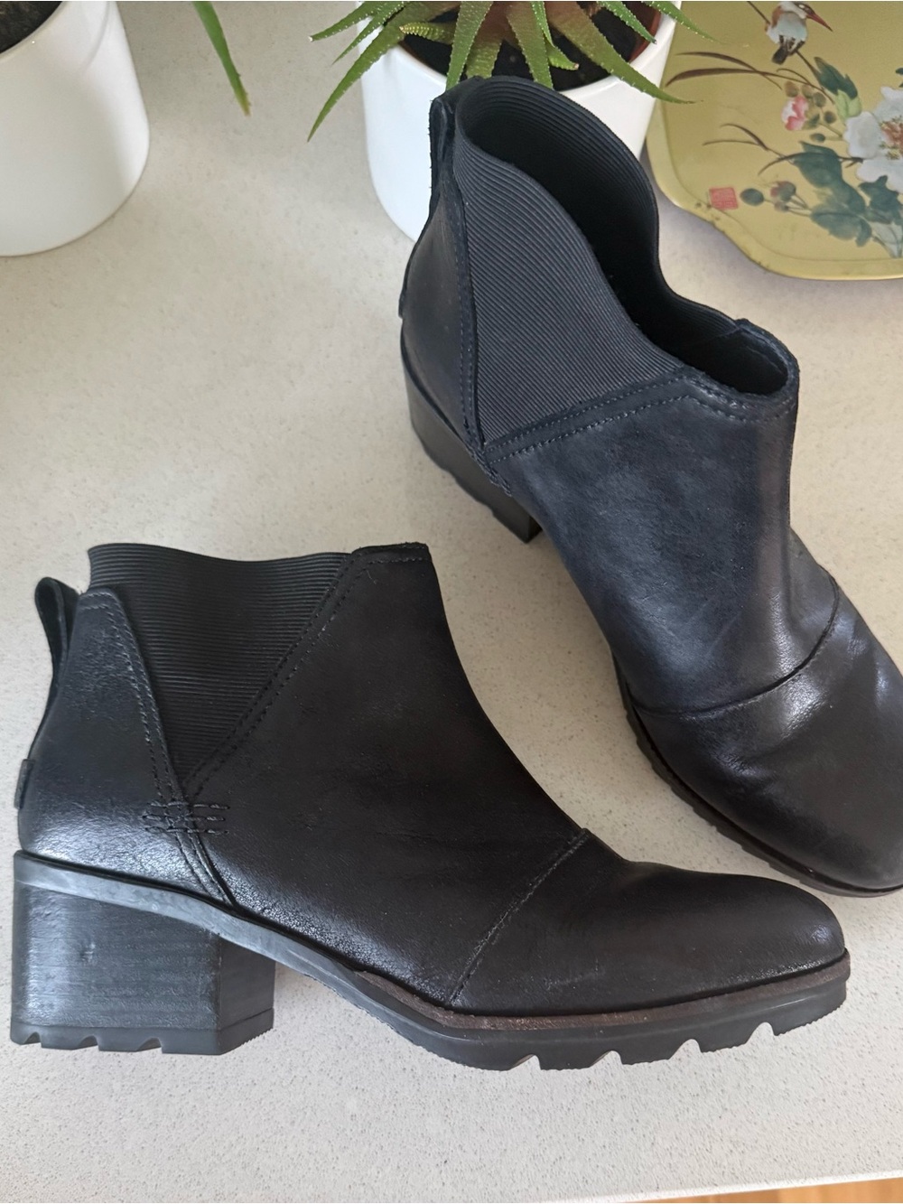 Sorel Waterproof Black Leather Chelsea Ankle Boots for Women